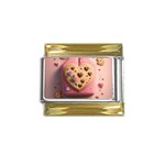 Cookies Valentine Heart Holiday Gift Love Gold Trim Italian Charm (9mm) Front