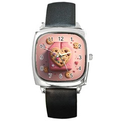 Cookies Valentine Heart Holiday Gift Love Square Metal Watch by Ndabl3x