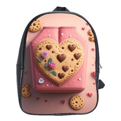 Cookies Valentine Heart Holiday Gift Love School Bag (xl) by Ndabl3x