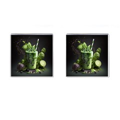 Drink Spinach Smooth Apple Ginger Cufflinks (square) by Ndabl3x