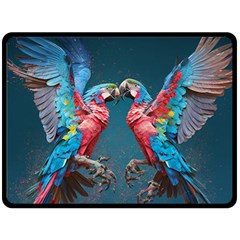 Birds Parrots Love Ornithology Species Fauna Fleece Blanket (large) by Ndabl3x