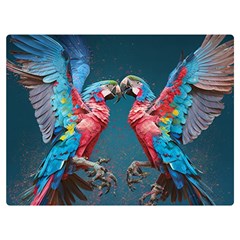 Birds Parrots Love Ornithology Species Fauna Two Sides Premium Plush Fleece Blanket (extra Small)