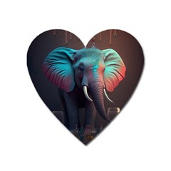 Elephant Tusks Trunk Wildlife Africa Heart Magnet by Ndabl3x