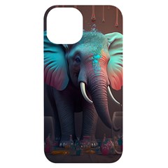 Elephant Tusks Trunk Wildlife Africa Iphone 14 Black Uv Print Case by Ndabl3x