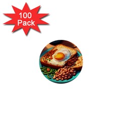 Breakfast Egg Beans Toast Plate 1  Mini Buttons (100 Pack)  by Ndabl3x