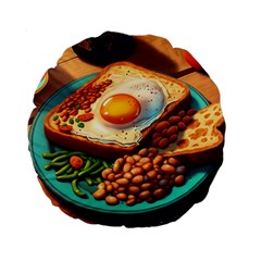 Breakfast Egg Beans Toast Plate Standard 15  Premium Round Cushions by Ndabl3x