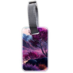 Landscape Painting Purple Tree Luggage Tag (two Sides) by Ndabl3x