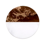 Landscape Painting Purple Tree Classic Marble Wood Coaster (Round)  Front