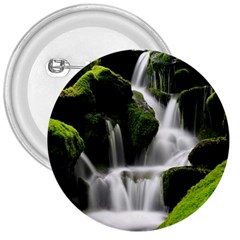 Waterfall Moss Korea Mountain Valley Green Forest 3  Buttons by Ndabl3x