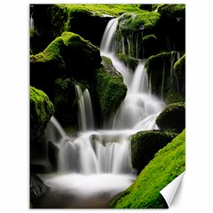 Waterfall Moss Korea Mountain Valley Green Forest Canvas 36  X 48 