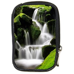 Waterfall Moss Korea Mountain Valley Green Forest Compact Camera Leather Case