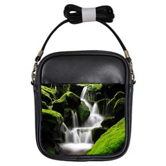 Waterfall Moss Korea Mountain Valley Green Forest Girls Sling Bag by Ndabl3x
