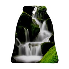 Waterfall Moss Korea Mountain Valley Green Forest Bell Ornament (two Sides) by Ndabl3x