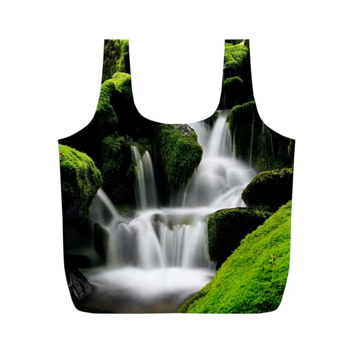 Waterfall Moss Korea Mountain Valley Green Forest Full Print Recycle Bag (M)