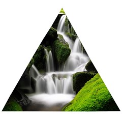 Waterfall Moss Korea Mountain Valley Green Forest Wooden Puzzle Triangle