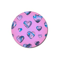 Hearts Pattern Love Rubber Coaster (round)
