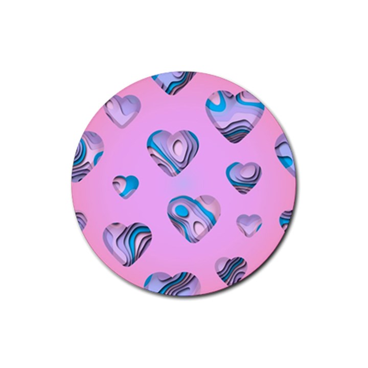 Hearts Pattern Love Rubber Coaster (Round)