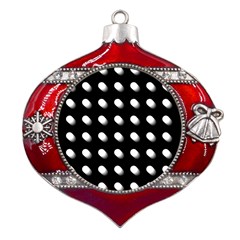 Background Dots Circles Graphic Metal Snowflake And Bell Red Ornament by Ndabl3x
