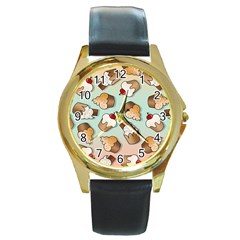 Cupcakes Cake Pie Pattern Round Gold Metal Watch by Ndabl3x