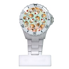 Cupcakes Cake Pie Pattern Plastic Nurses Watch by Ndabl3x