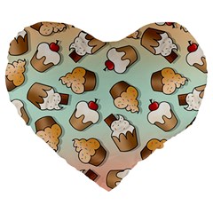 Cupcakes Cake Pie Pattern Large 19  Premium Heart Shape Cushions