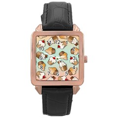 Cupcakes Cake Pie Pattern Rose Gold Leather Watch 