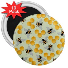 Honey Bee Bees Pattern 3  Magnets (10 Pack)  by Ndabl3x