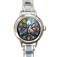 Tree Colourful Round Italian Charm Watch by Ndabl3x