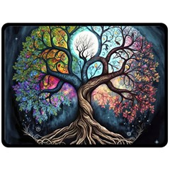 Tree Colourful Fleece Blanket (large) by Ndabl3x