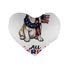 All American Bulldog Standard 16  Premium Heart Shape Cushions by Bigfootshirtshop