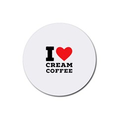 I Love Cream Coffee Rubber Coaster (round) by ilovewhateva