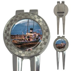 End Of The World: Nautical Memories At Ushuaia Port, Argentina 3-in-1 Golf Divots by dflcprintsclothing