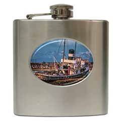 End Of The World: Nautical Memories At Ushuaia Port, Argentina Hip Flask (6 Oz) by dflcprintsclothing