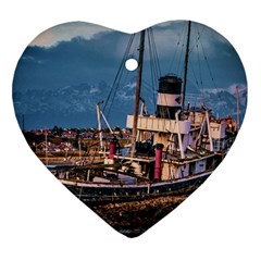 End Of The World: Nautical Memories At Ushuaia Port, Argentina Heart Ornament (two Sides) by dflcprintsclothing