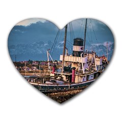 End Of The World: Nautical Memories At Ushuaia Port, Argentina Heart Mousepad by dflcprintsclothing