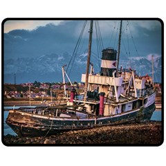 End Of The World: Nautical Memories At Ushuaia Port, Argentina Fleece Blanket (medium) by dflcprintsclothing