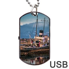 End Of The World: Nautical Memories At Ushuaia Port, Argentina Dog Tag Usb Flash (two Sides) by dflcprintsclothing