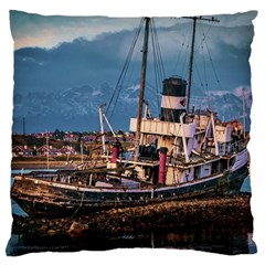 End Of The World: Nautical Memories At Ushuaia Port, Argentina Large Cushion Case (two Sides) by dflcprintsclothing