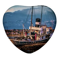 End Of The World: Nautical Memories At Ushuaia Port, Argentina Heart Glass Fridge Magnet (4 Pack) by dflcprintsclothing