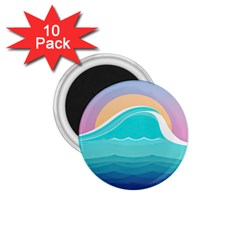 Tsunami Tidal Wave Minimalist Logo Ocean Sea 1 75  Magnets (10 Pack) 