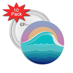 Tsunami Tidal Wave Minimalist Logo Ocean Sea 2 25  Buttons (10 Pack) 