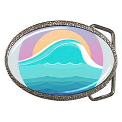 Tsunami Tidal Wave Minimalist Logo Ocean Sea Belt Buckles