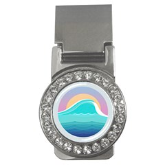 Tsunami Tidal Wave Minimalist Logo Ocean Sea Money Clips (cz) 