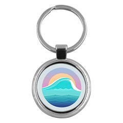 Tsunami Tidal Wave Minimalist Logo Ocean Sea Key Chain (round)