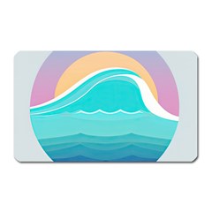 Tsunami Tidal Wave Minimalist Logo Ocean Sea Magnet (rectangular)