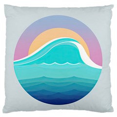 Tsunami Tidal Wave Minimalist Logo Ocean Sea Large Premium Plush Fleece Cushion Case (one Side)