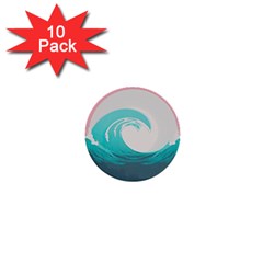 Waves Tidal Ocean Sea Tsunami Wave Minimalist 1  Mini Buttons (10 Pack) 