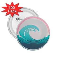 Waves Tidal Ocean Sea Tsunami Wave Minimalist 2 25  Buttons (100 Pack) 