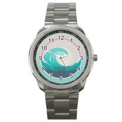 Waves Tidal Ocean Sea Tsunami Wave Minimalist Sport Metal Watch