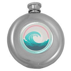 Waves Tidal Ocean Sea Tsunami Wave Minimalist Round Hip Flask (5 Oz)